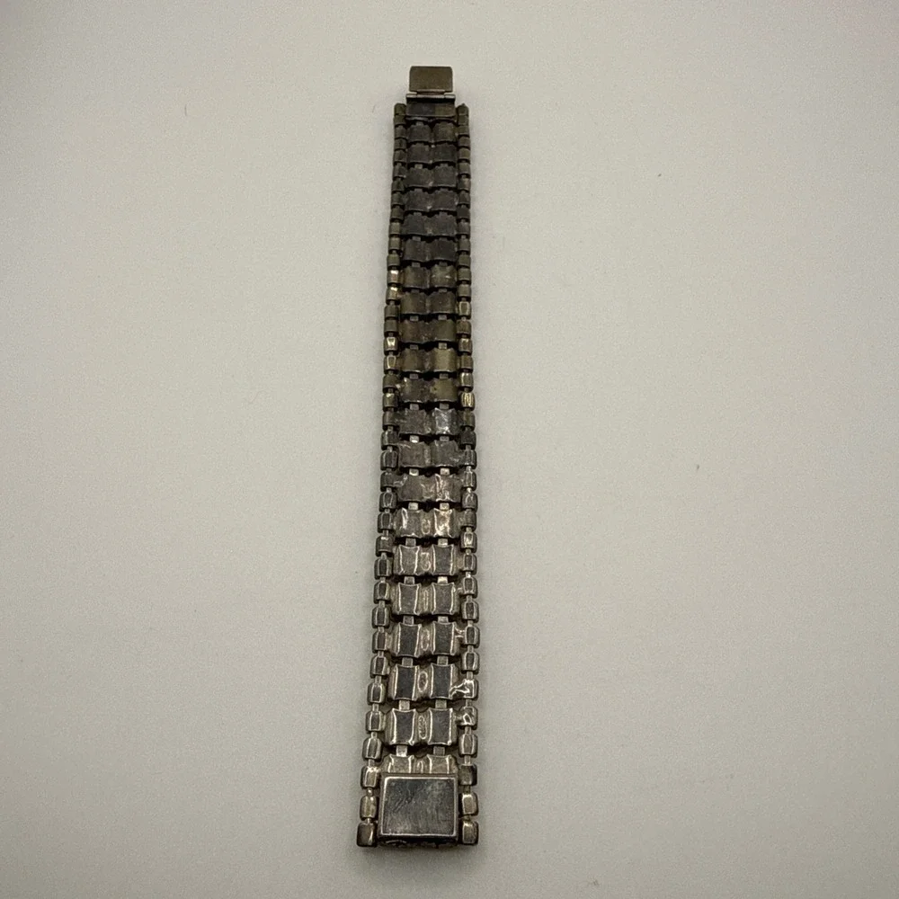 Silver Tone‎ Rhinestone Multi Row Of Clear Crystal Stone Bracelet 7 Inches